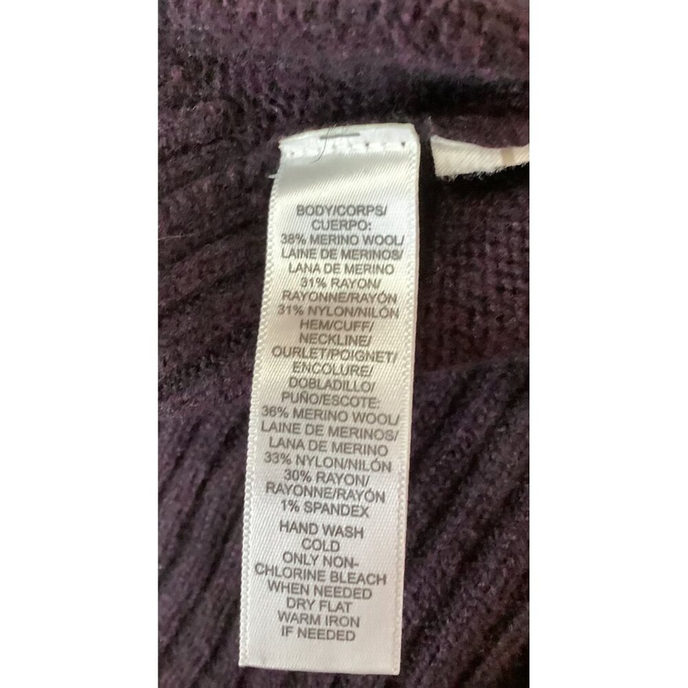 Ann Taylor Loft Womens Purple Merino Wool Blend Button-Front Cardigan Sweater Si - Picture 6 of 6